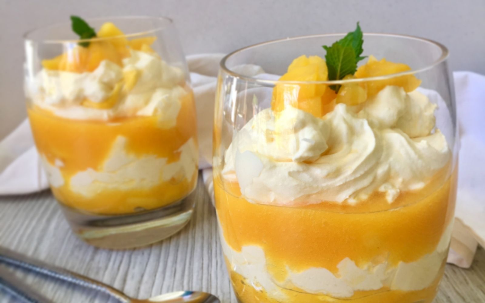 Peach and mango mousse stack